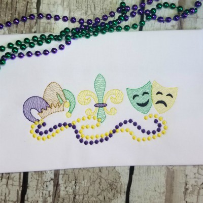 Mardi Gras Trio Machine Embroidery Design Sketch